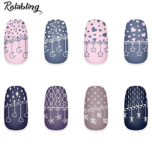 Rolabling Star Moon Heart Nail Stamping Plate Stainless Steel Manicure Stencil