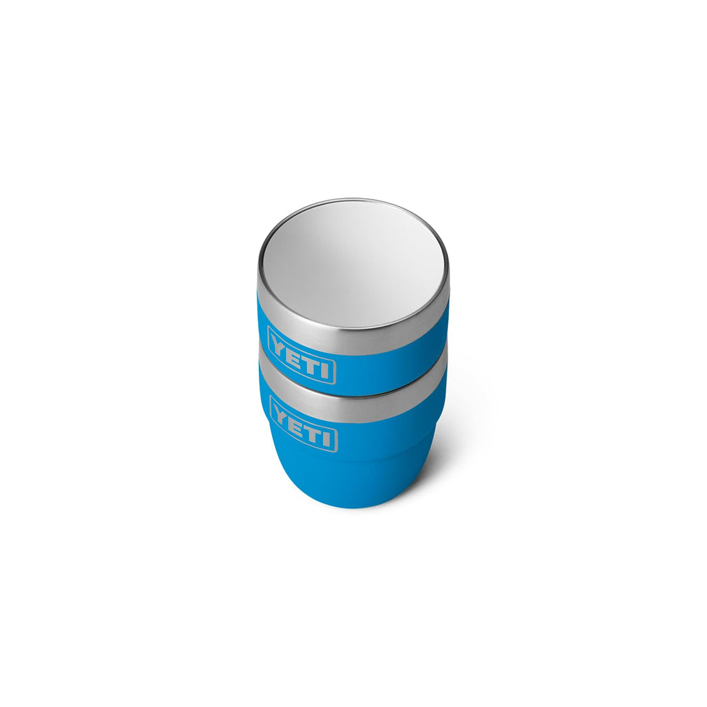 YETI Rambler 4 oz Stackable Cup, Stainless Steel, Vacuum Insulated Espresso/Coffee Cup, 2 Pack, Big Wave Blue