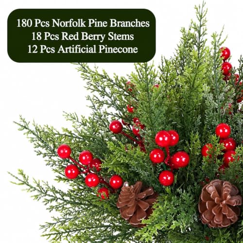 Artificial Christmas Pine Branches - 6 Pack, Lifelike Evergreen Decor for Indoor & Outdoor Holiday Displays