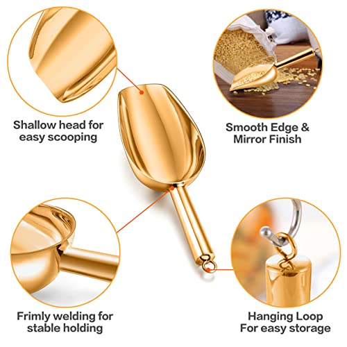 TeamFar 5oz Gold Stainless Steel Ice Scoop - Heavy Duty & Ergonomic