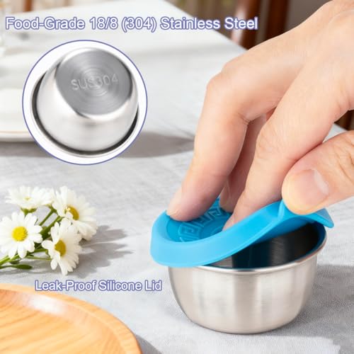 JUSTASHOW 1.6 oz Stainless Steel Salad Dressing Containers - 10 Pack