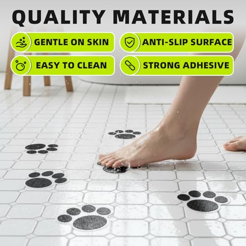 LEMPENI 10 Pack Non-Slip Bathtub Stickers - Cute Paw Print Grips