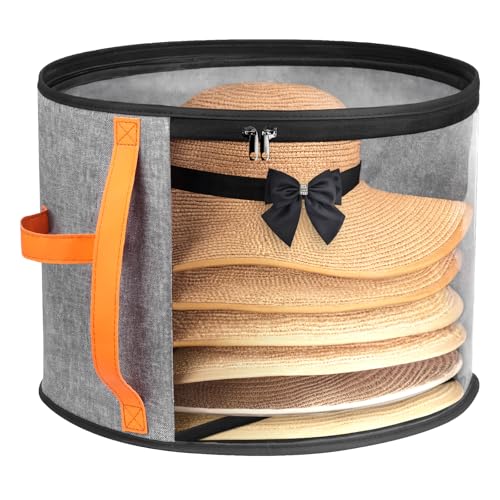 kushon Grey Oversized Clear Hat Storage Box for 6-9 Hats