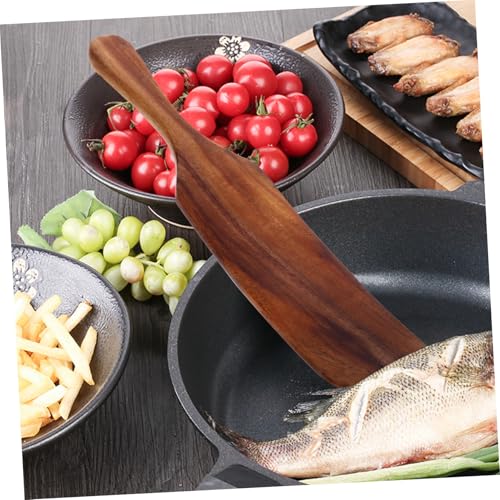 LABRIMP Long Handle Wooden Spatula 11-Inch Nonstick Cooking Paddle