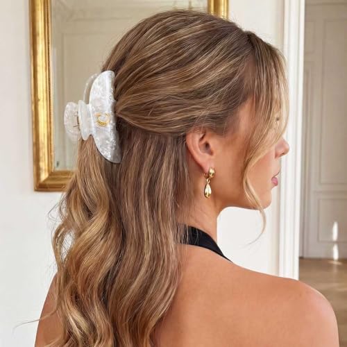 BARTOSI Acrylic Letter Hair Claw Clips Medium Hair Barrettes 2 Pack