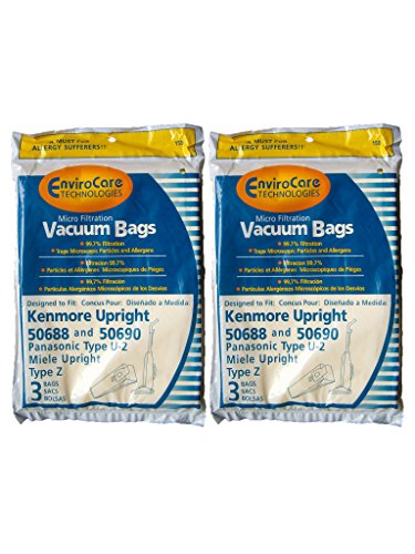EnviroCare Micro Filtration Vacuum Dust Bags for Kenmore, Panasonic, Miele Uprights - 6 Pack