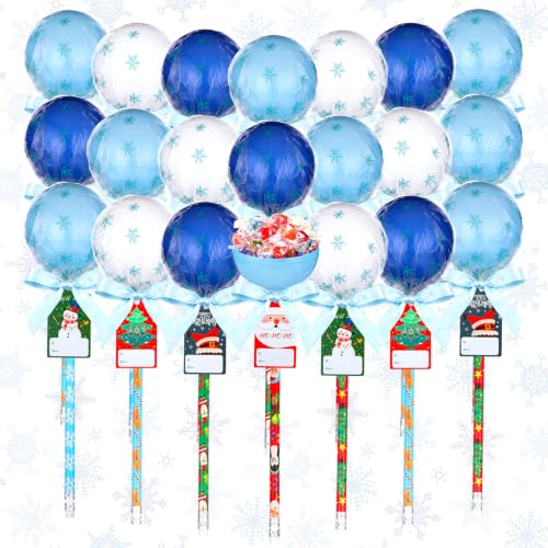 Simgoing Christmas Lollipop Gift Kit - Light Blue, Dark Blue & White Classroom Party Favor, 96 Pieces