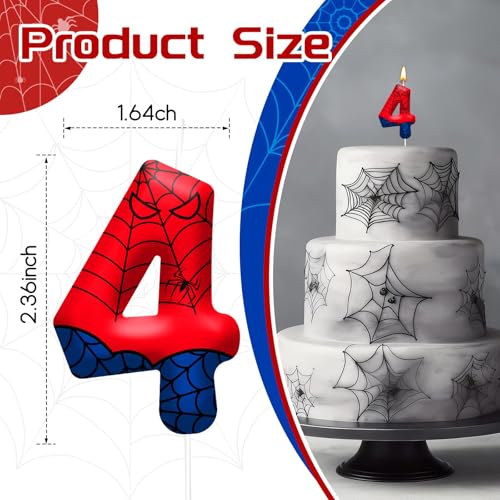 Number 4 Spider Birthday Candle - Themed Cake Topper for Kids Party