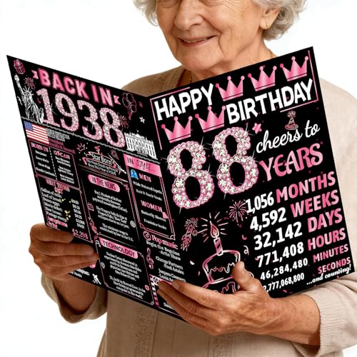 Joycard 88th Jumbo Birthday Card with Envelope & 1938 Theme