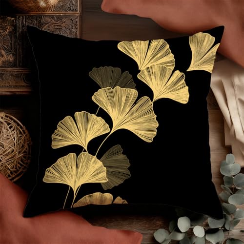 Gothic Vintage Ginkgo Biloba Print Pillow Cover - 18x18