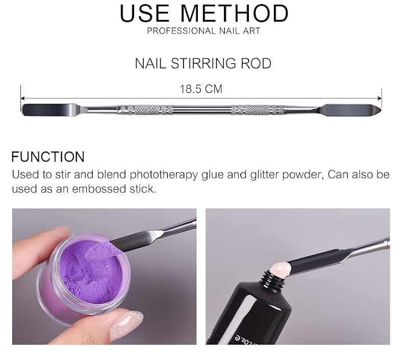 Siyuwuro Stainless Steel Double-Ended Nail Art Mixing Spatula Stick