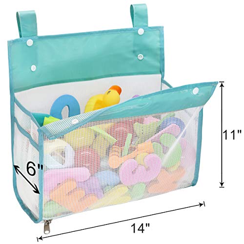Muchfun Extra Large Bath Toy Organizer with Zipper & Hooks