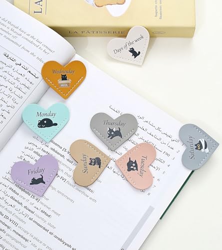 Personalized Leather Cat Bookmarks Set - 8 Pcs for Readers