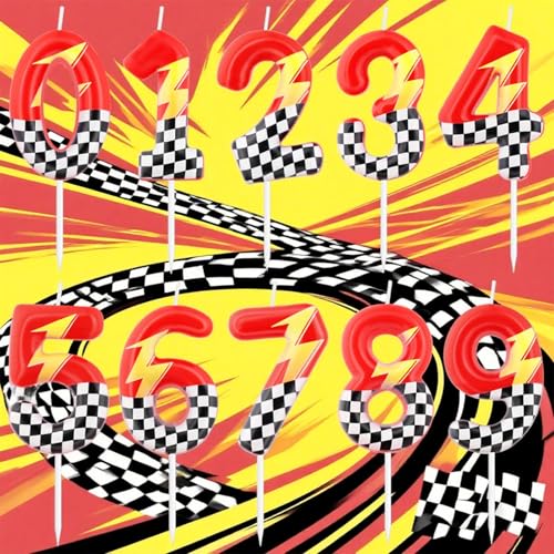 Red & Black Racing Cars Birthday Candle - Number 4 Cake Topper
