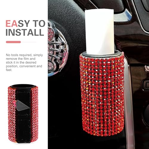 Bling Car Lipstick Holder - Self-Adhesive Rhinestone Organizer