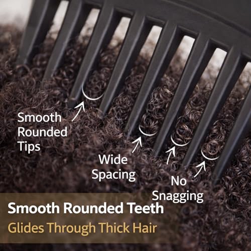 G.B.S Wide Tooth Afro Pick Comb for Curly and Coily Hair (3-Pack)