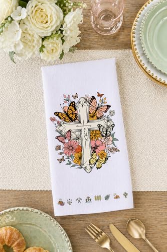 Faith Christian Kitchen Towels Set of 2 - Floral Butterfly Design