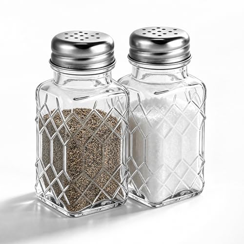 Supercenter 2-Piece Glass Salt and Pepper Shaker Set with Stainless Lids
