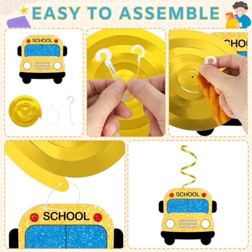 Sereliy Kindergarten First Day Decorations Kit - Colorful Banner & Hanging Swirls