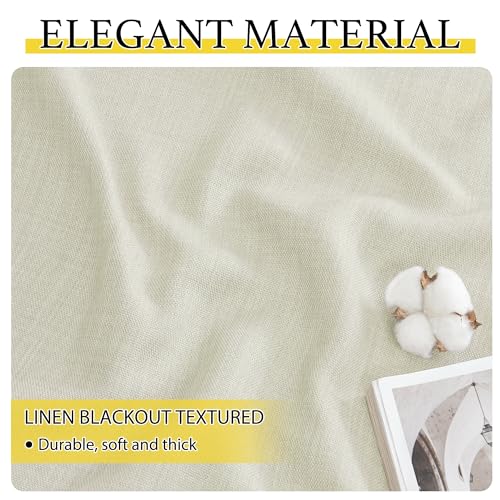 NICETOWN Faux Linen Blackout Curtains - 52" x 24" Short Window Panels, 2 Pk