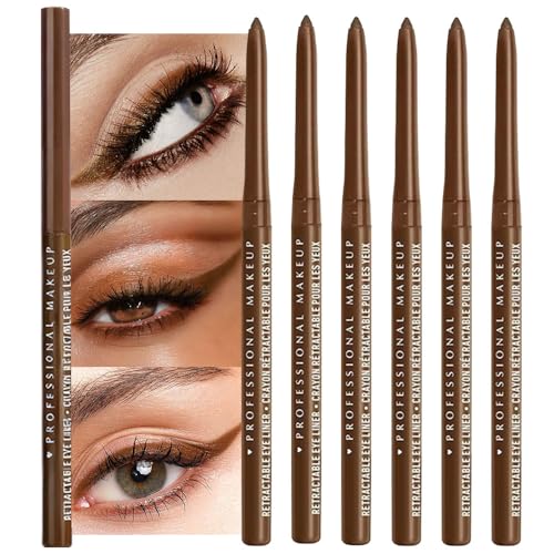 WanTuoluo Retractable Creamy Eyeliner & Eyeshadow Stick Set - 6 Pcs Light Brown