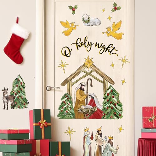 Nativity Christmas Wall Decals - Religious Holiday Stickers for Home & Retail