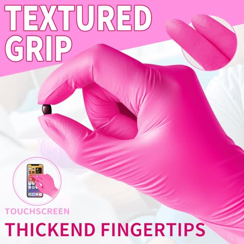 FINITEX Rose Red Nitrile Disposable Gloves - 3.5mil Powder-Free (Small)