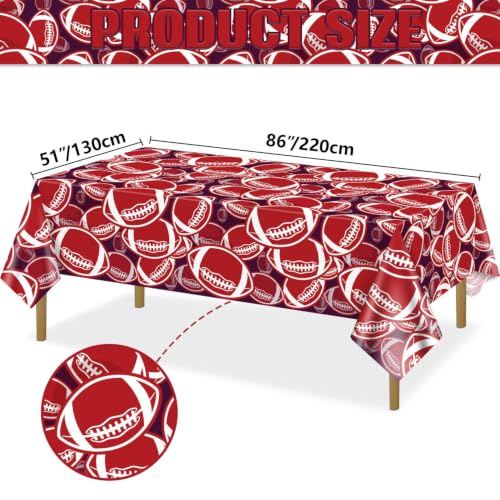 Football Tablecloths for Birthday Party - 4 Pack, 51 x 86 Inch