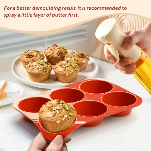 SINBEE Silicone Muffin Pans - 3-Pack Nonstick 6-Cup Molds