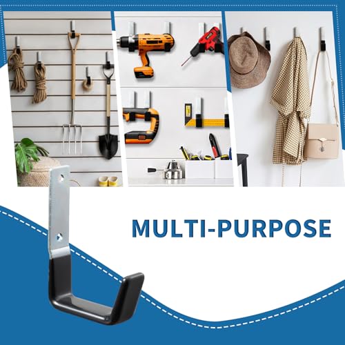 GeeWatom Heavy Duty Steel Garage Hooks - Small 2PC Anti-Slip Utility Hooks