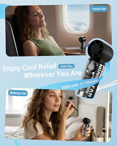 VewePata Portable Handheld Mini Fan, Rechargeable Personal Fan - Black