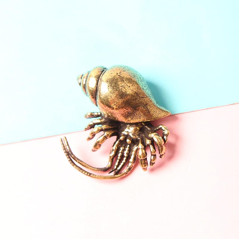 3-Piece Antique Brass Crab & Nautilus Ornament Set for Home Decor