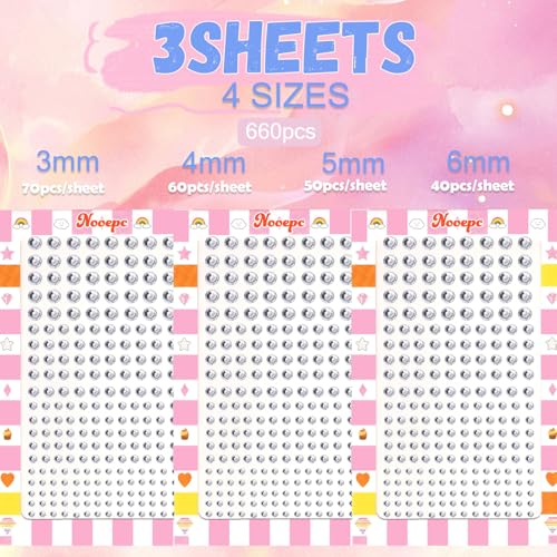 660 Pcs Self-Adhesive Face Gems and Body Rhinestones with Tweezers