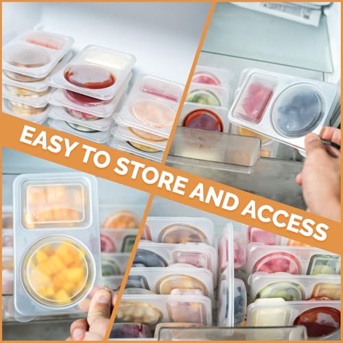 Reusable Snack Containers with Lids - 20Pcs Dual Compartment