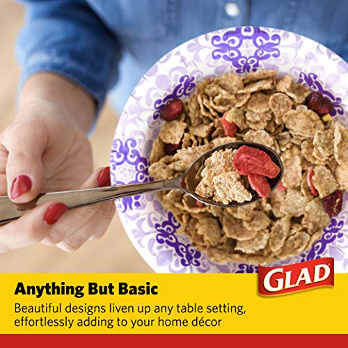 Glad 12 oz Purple Victorian Disposable Paper Bowls - Heavy Duty & Soak-Proof, 20 Count