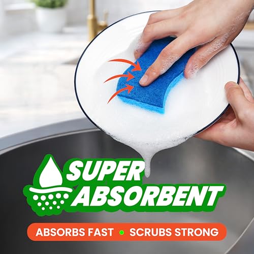 SCRUBIT Non-Scratch Kitchen Sponges - 30 Pack Dual-Action Cleaning