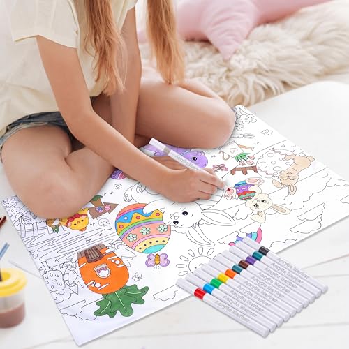 Easter Bunny Coloring Pillowcase with 12 Markers - 28.7" x 19.7"
