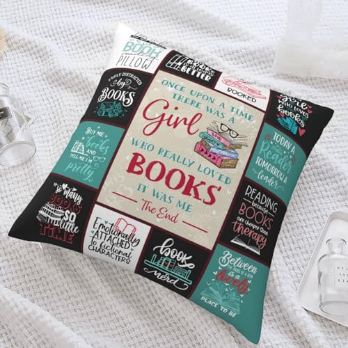 Book Lovers Pillowcase 18" x 18" - Literary Gift for Readers