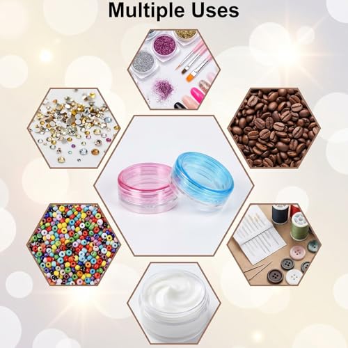 Small Travel Containers 12 Pcs 2g Mini Clear Jars with Colorful Lids for Cream Makeup Samples