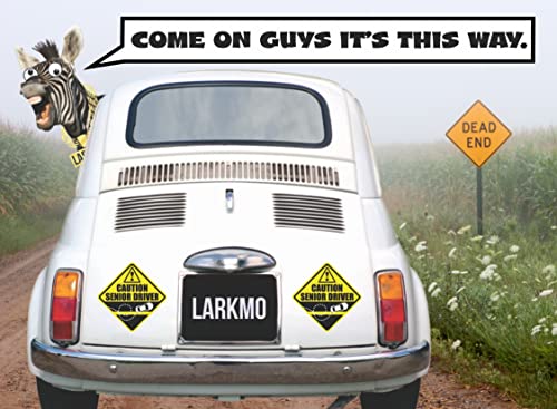 Larkmo Caution Senior Driver Car Magnet - Funny Gag Gift, 2 Pack