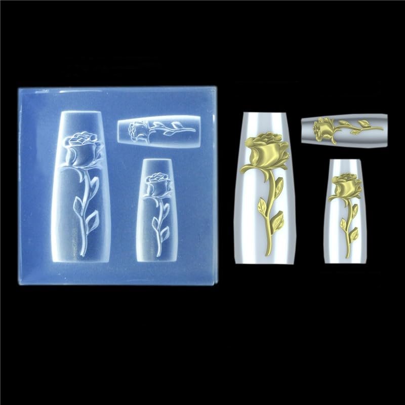 CoolDIY 3D Nail Art Silicone Embossing Mold Rose Flowers Resin Crafting