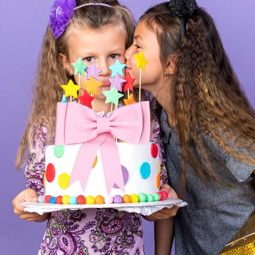 2 Oversized Pink Bow Cake Toppers | Princess Party Decorations