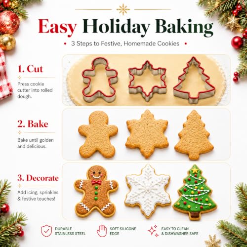 Christmas Cookie Cutter Set 3 Pcs - Gingerbread Man Snowflake Tree Style 5
