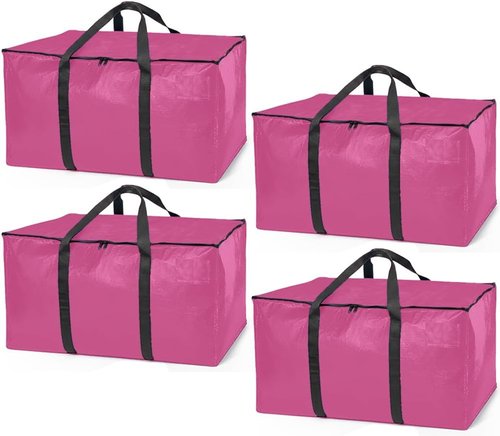 ClearSpace Oversized Moving Bags - Heavy-Duty Storage Solution with Backpack Straps & Zippers | 8 Pack