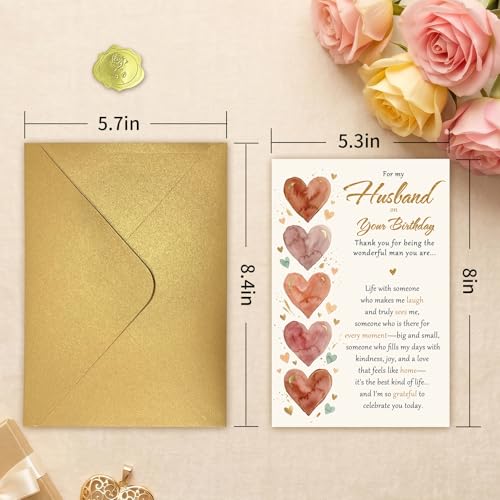 Heartfelt Birthday Card for Husband from Wife - Watercolor Design