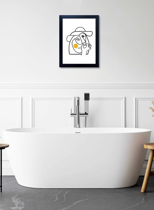 Funny Bathroom Wall Art - Black Framed Humor Print | Picasso-Style Canvas for Guest Bathroom (10L x 8W)