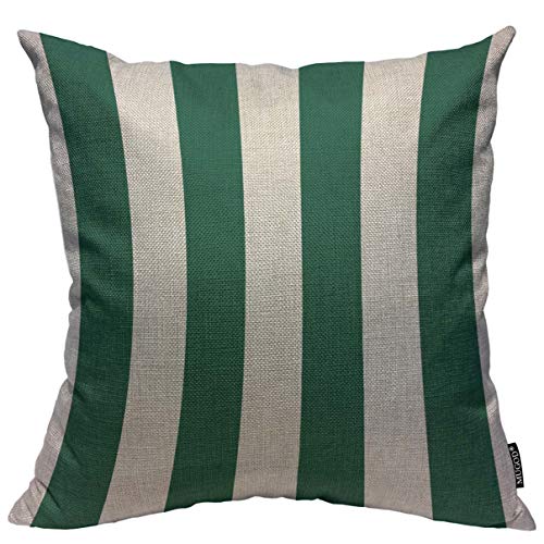 Mugod Emerald Green Striped Throw Pillow Cover - 18x18 Inch
