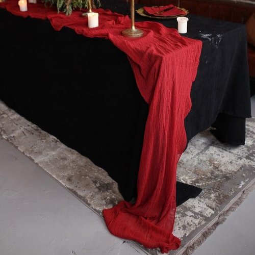 6 Pack Red Valentine’s Day Cheesecloth Table Runner 35x120 Inch Gauze Rustic Boho Table Runner 10FT Cheese Cloth for Wedding Decor Birthday Party Bridal Baby Shower Table Decoration