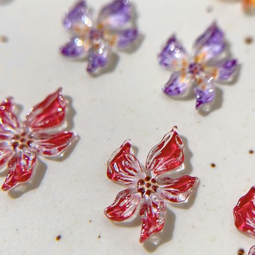 3D Flower Nail Charms Hibiscus Floral Gems for Acrylic Nails 60PCS