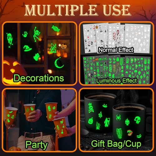Glow in the Dark Halloween Nail Art Stickers, 9 Sheets Self-Adhesive Decals